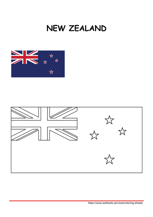 New Zealand Flag Colouring Page