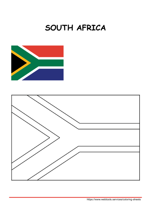 South Africa Flag Coloring Page