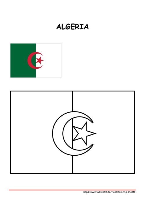 Printable Algeria Flag Coloring Page