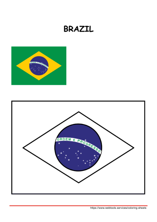 Brazil Flag Coloring Page