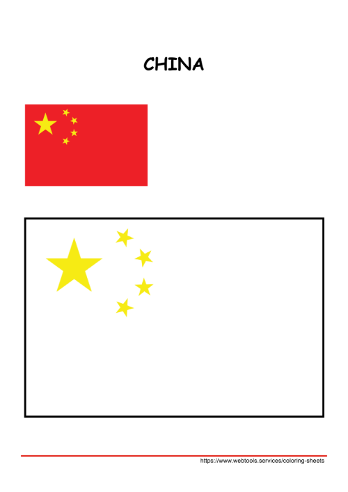 China Flag Coloring Page