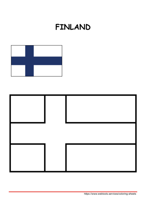 Printable Finland Flag Coloring Page