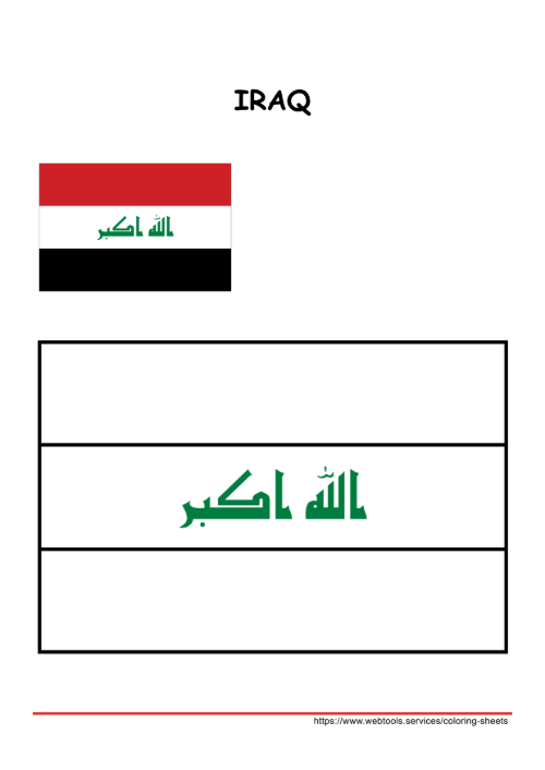 Printable Iraq Flag Coloring Page