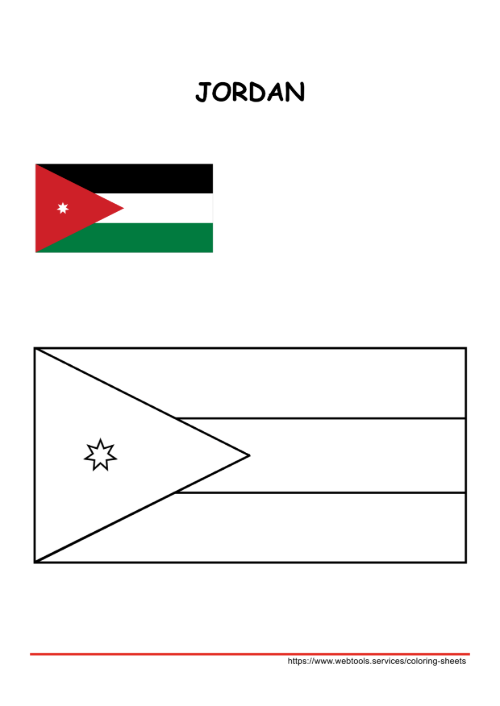 Printable Jordan Flag Coloring Page