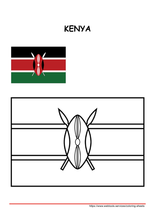 Printable Kenya Flag Coloring Page