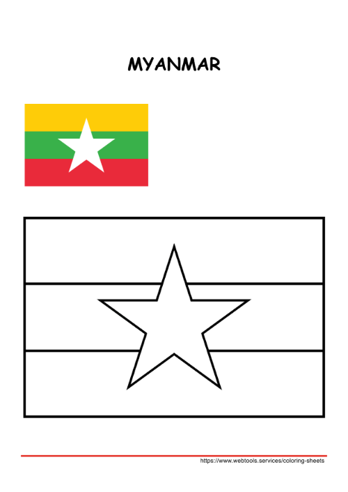 Printable Myanmar Flag Coloring Page