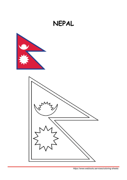 Nepal Flag Coloring Page