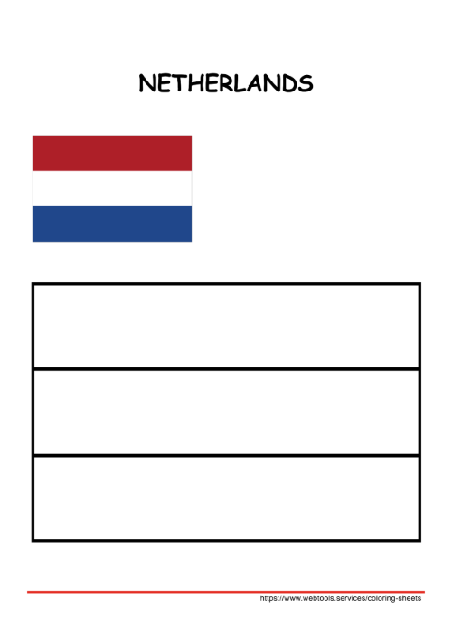 Netherlands Flag Coloring Page