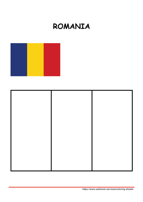 Printable Romania Flag Coloring Page