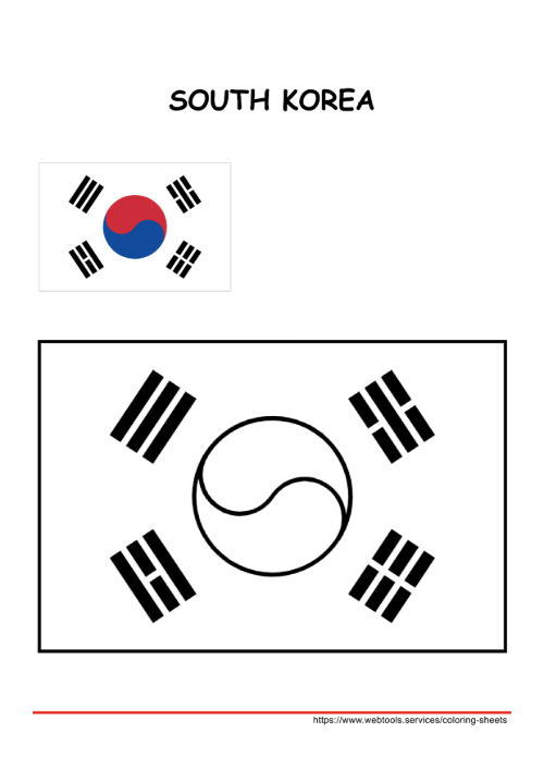 South Korea Flag Coloring Page