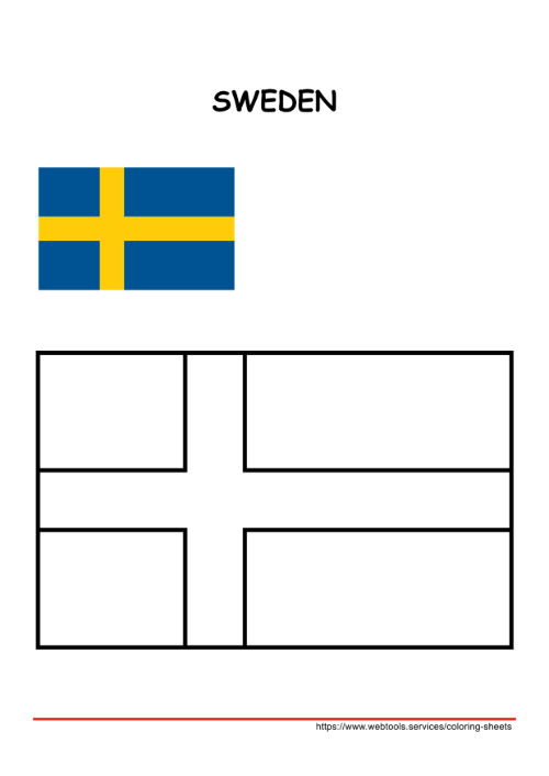 Printable Sweden Flag Coloring Page