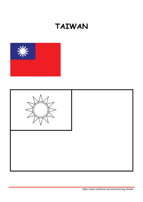 Printable Taiwan Flag Coloring Page