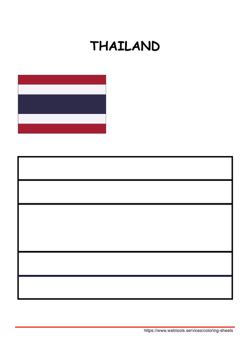 Thailand Flag Coloring Page