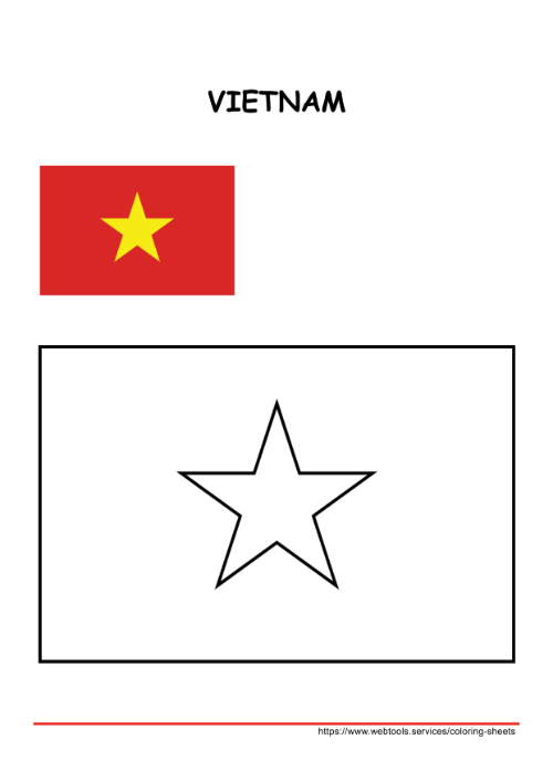 Printable Vietnam Flag Coloring Page