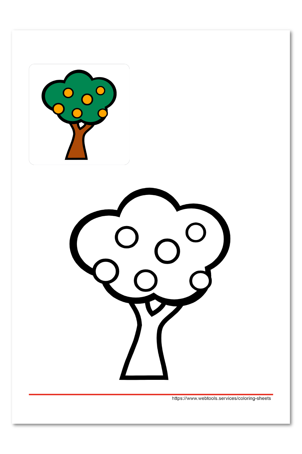 fruit tree coloring pages for kids