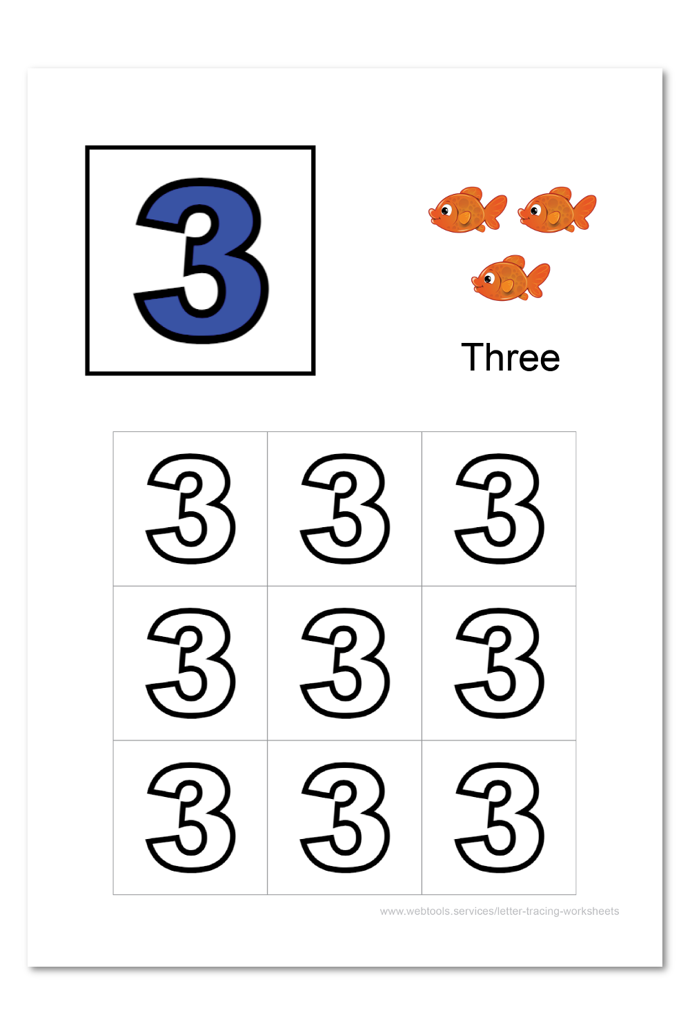 Number 3 Coloring Sheet Webtools