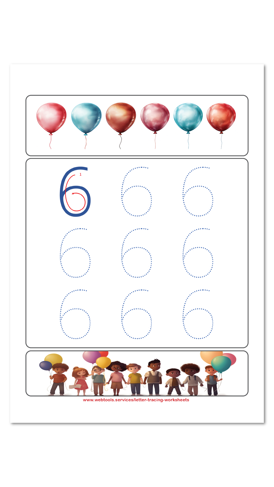 Number 6 Tracing Worksheet Webtools