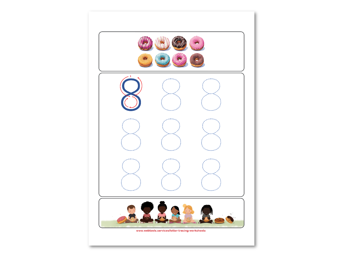 Number 8 Tracing Worksheet | Webtools